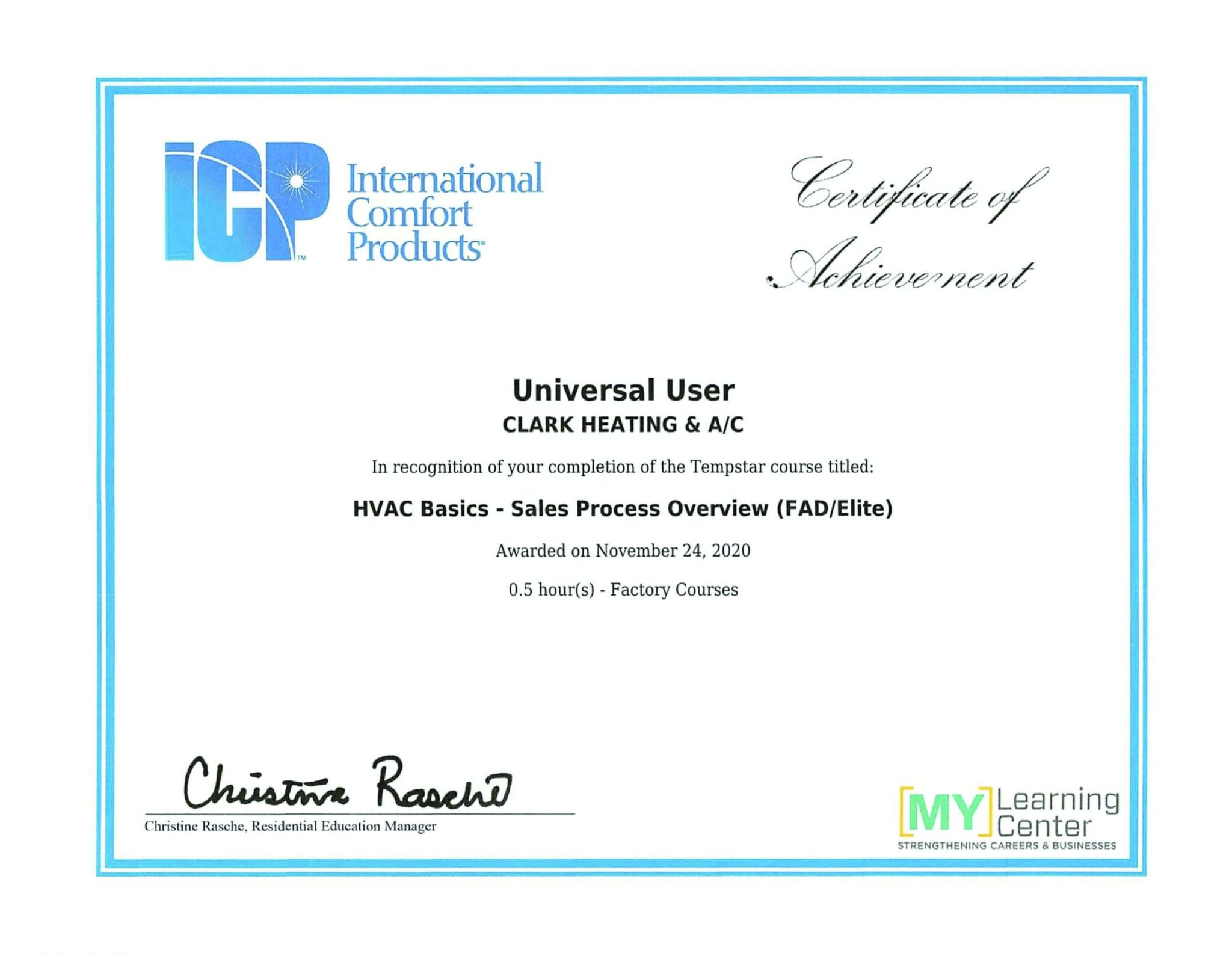 Clark Heating & Air Conditioning Central Texas ICP Certification