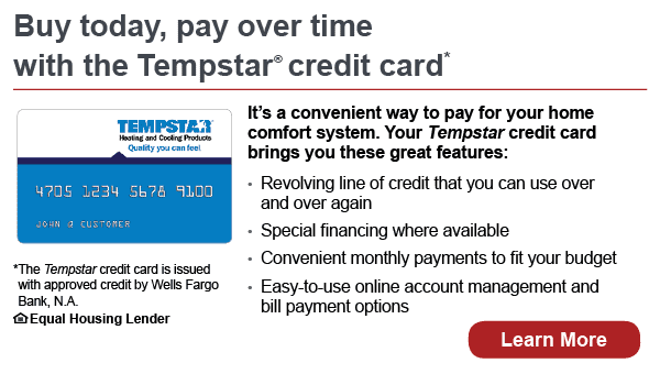Clark Heating & Air Conditioning Waco, Texas Tempstar Credit Card