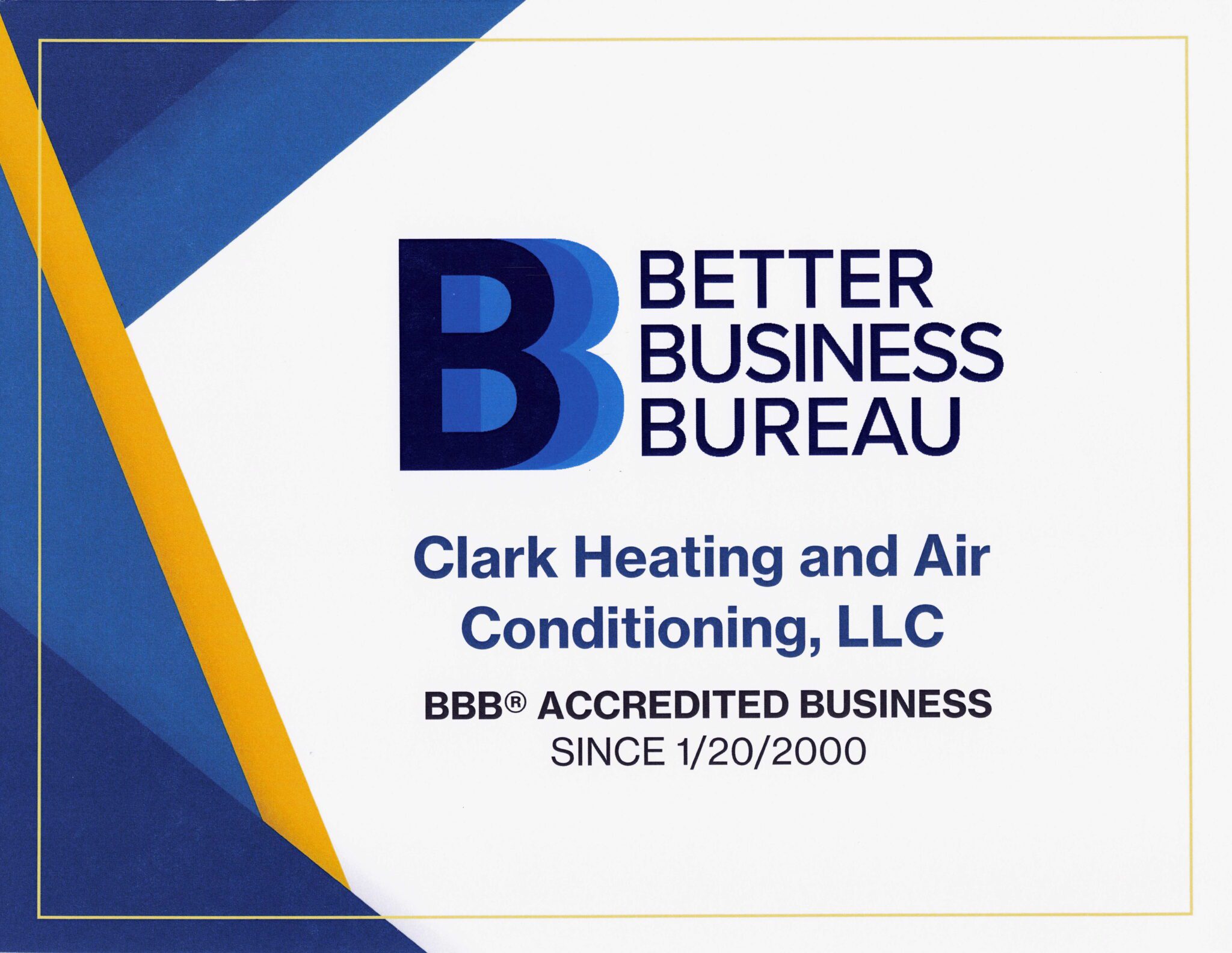 Clark Heating and Air Conditioning Waco, Texas Better Business Bureau Accredited Business Since 2000